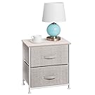 mDesign Fabric 2-Drawer Storage Organizer Unit for Bedroom, Nursery, Closet, Entryway - Linen