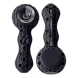 Unbreakable Honeycomb Silicone Straw Pipe with Clean Cover and Decorative Bowl Inside (Black)