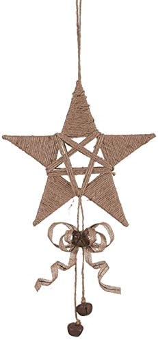 Primitive Country Jute Star with Dangle Ornament Door or Wall Hanger Y0120