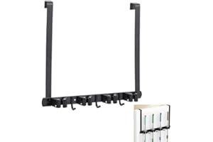 Jindizi 1PCS Broom Holder Over The Door, Mop and Broom Holder Wall Mount or Hanging Over The Door with Hooks, Broom Hanger, B