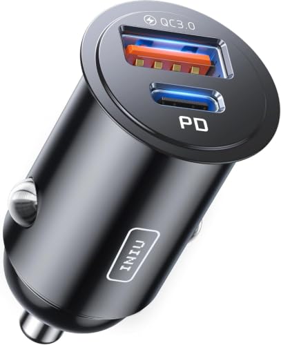 Cargador de Coche, USB C 30W+USB A 30W Carga RÁPIDA Cargador de Automóviles, Adaptador de Metal para iPhone 15 14 13 12 Pro MAX Mini Samsung S21 Huawei LG