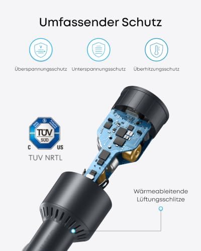 167,5W Zigarettenanzünder USB C, 3-Port Typ-C Auto Schnellladegerät