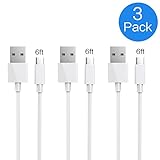 Marvotek USB Type C Cable, (3Pack 6ft) Flat TPE USB A to C Charging Cord for Samsung Galaxy Note 8, S8, S8 Plus, LG G6 G5 V30 V20, Google Pixel, Nintendo, Macbook - White