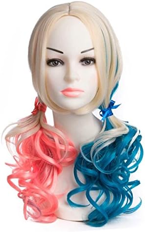 Synthetic Blonde Red And blue Color Wig Heat Resistant Fiber Guleless Handmade Natural Body Wave Hair Fully Wigs For Women