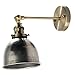 Jeteven Retro Vintage Industrial Steel Swing Arm Wall Sconce Light Lamp Shade for E27 Bulbs Silver