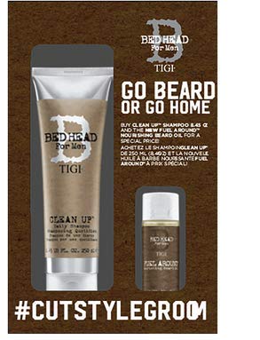 TIGI Bed Head for Men - Go Beard or Go Home - Clean Up Daily Shampoo & Bed Head for Men - Fuel Around Beard Oil