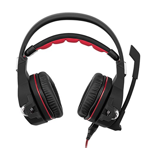 Mengshen USB Gaming Headset - with 7.1 Surround Stereo Sound, Microphone, Vibration Effect, Noise Isolation, Volume Control, LED Light - Designed for PC Gamers, GM9 Red