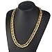 Loveshine Mens Stainless Steel 16MM 14K Gold Plated Curb Link Cuban Chain Necklace