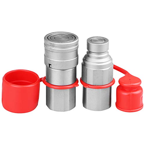 3/4" SAE Skid Steer Bobcat Flat Face Hydraulic Quick Connect Couplers with Dust Caps,The Universal Quick Disconnect Coupler for Bobcat, John Deere, CAT, Case/New Holland, Kubota