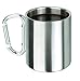 Ideas In Life Stainless Steel Carabiner Mug - 8 Oz. Portable Travel Water Coffee Cup with D-Ring Carabiner Hook as Handle for Outdoor Camping Hiking Rock Climbing