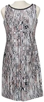 Madrilena Designer Women Gray Snake Print Sheath Center Pleat Dress US L EU 46
