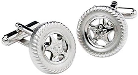 Men's Executive Cufflinks Wheels Car Tires Mechanic Pit Stop Silver Tone Cuff Links