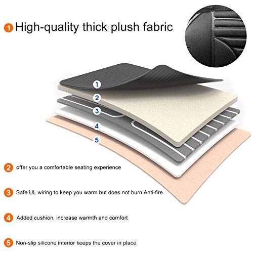 YUESUO Heated Car Seat Cushion, 12V Car Heated Cover with 3 Levels Switch Temperature Controller, Quick Car Seat Warmer Perfect for Car, Home, and Office Chair