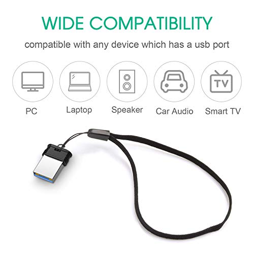 Chiavetta USB 3.0 128 GB ad Alta Velocità Fino a 80 MB/s in Lettura, Vansuny Mini Chiavette USB 128GB Memoria Esterna USB Flash Drive Memoria Stick con Cordino Portatile per Desktop, Laptop, PC, Nero