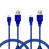 TPFOON PS4 Controller Charger Charging Cable - 2 Pack 10FT Micro USB High Speed Data Sync Cord for Playstation 4, Xbox One Controller, Bluetooth Speaker, Headphones, Camera & Android Phones (Blue)