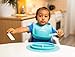 Baby & Toddler Feeding Set - 2 Pocket Food Catching Bibs, 2 Spoons, Placemat Suction Plate & Bowl | BPA Free Silicone | Safe for Children | Waterproof Spill Resistant Easy Cleaning