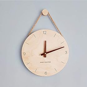 Waitousanqi Wall Clock - Creative Simple Round Wood Scale Hanging Rope Clock, Silent/Accurate Time, 10 Inches Room… 41J5MRJREQL