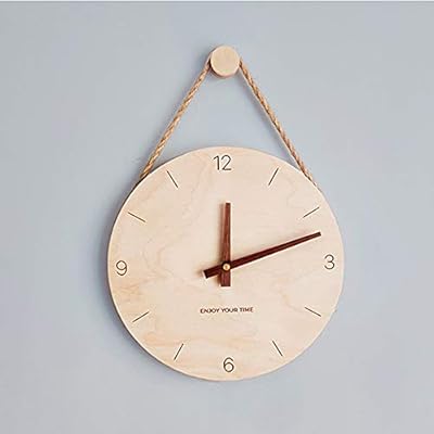 Waitousanqi Wall Clock - Creative Simple Round Wood Scale Hanging Rope Clock, Silent/Accurate Time, 10 Inches Room… 41J5MRJREQL