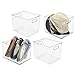 mDesign Plastic Storage Closet Organizer Bin, Container Bin for Entryway, Hallway, Linen, and Coat Closet - Organization for Clothing, Blankets, Toys, and Accessories, Ligne Collection, 4 Pack, Clear