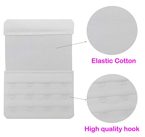 Bra Extender 4 Hook,Stretchy Soft and Comfortable Bra Strap Extender - 4 pcs Pack (White)