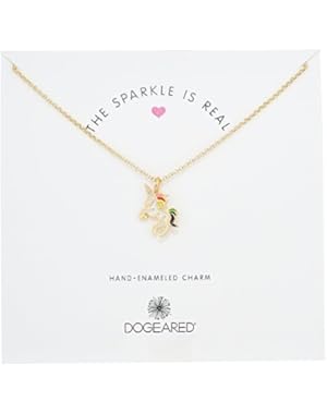 Enameled The Sparkle Is Real, Unicorn Charm Enamel Pendant Gold Chain Necklace, 16