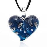 Chuvora Hand Blown Venetian Murano Glass Tiny Flowers Pendant Necklace, 18-20 inches