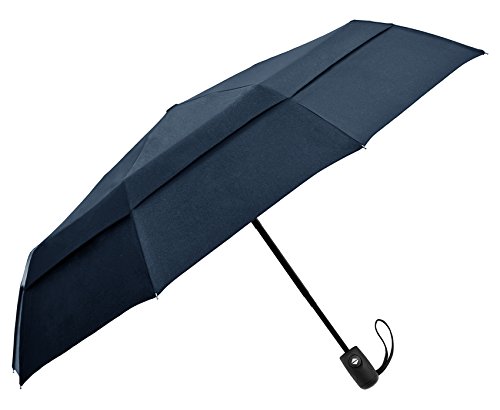 EEZ-Y Compact Travel Umbrella with Windproof Double Canopy Construction - Auto Open and Close Button EEZ-Y Compact Travel Umbrella with Windproof Double Canopy Construction - Auto Open and Close Button