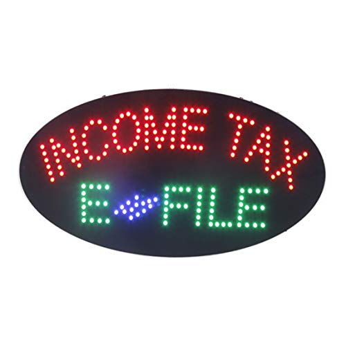 LED Income Tax Service Open Light Sign Super Bright Electric Advertising Display Board for Tax Preparation Refund Department Office Attorney Business Shop Store Window Bedroom 27 x 15 inches