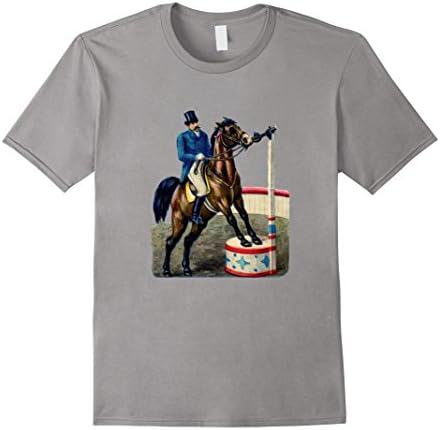 Men's Vintage Circus Shirt: Ringmaster on Horse Emoji T-shirt 2XL Slate