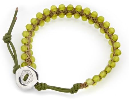 Mosaic Wrap Bracelet with Faceted Olive Jade Beads on Genuine Green Leather Strip (adjusted from 7.5 - 9.0")