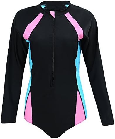 Women's Long-Sleeve UV Protection Rash Guard Surf Suit Swimsuit Beachwear (XL, Pink)