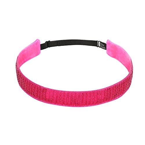 Bani Bands Girls Workout Sports Headbands | Sequin for Dance Jazz Cheer Volleyball Tennis Gymnastics | Colors to Match Costumes Uniforms Outfits | for Youth Teens Girls Women | Non-Slip | Hot Pink - Thumbnail 2