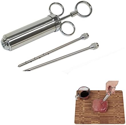 Dailyshe 2-Oz Stainless Steel Meat Injector Kit with 2 Marinade Syringe Needles,Perfect for Turkey, Brisket and Cajun Chicken