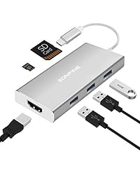 7 in 1 Type C Hub Adaptador con 3 puertos USB 3.0, salida HDMI, puerto de carga Tipo C, SD lector de tarjeta micro SD para MacBook Chromebook y más dispositivos USB C.