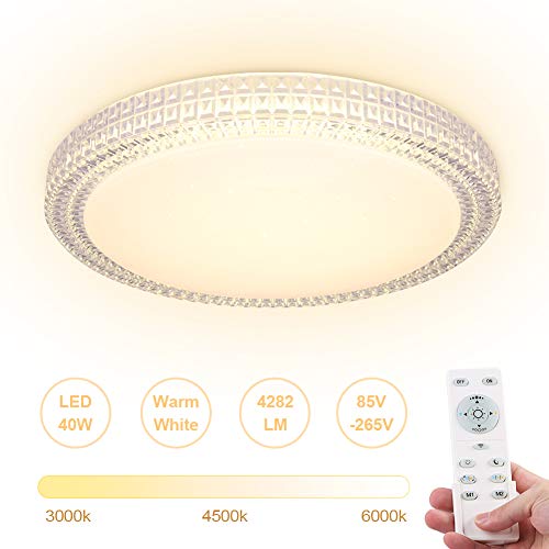 OOWOLF LED Ceiling Light, 40W 15.4 Inch Dimmable Ceiling Light Brightness Adjustable LED Fixture Lamp Modern Ceiling Lamp Close to Ceiling Lights for Bedroom Kitchen Living Room Lighting, 3000-6000K - Thumbnail 7