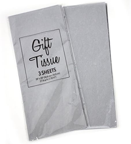 Gift Wrap Tissue Paper 20” X 20”, Premium Quality Tissue Paper, Solid Color - 60 Sheets (Metallic-Silver)