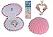 Girl's Seahorse 18K Rose Gold Plated Heart Pendant with Pink and White Crystals in Shell Jewelry Box, 18