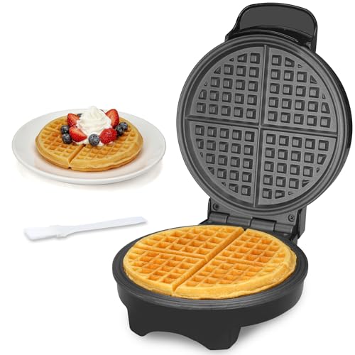 FineMade 7 Inches Round Classic Waffle Maker Machine, Mini Waffle Maker, Non-stick