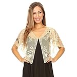 ANNA-KACI Women's Evening Cape Sequin Deco Paisley 1920s Shawl Flapper Cover up ANNA-KACI Women's Evening Cape Sequin Deco Paisley 1920s Shawl Flapper Cover up