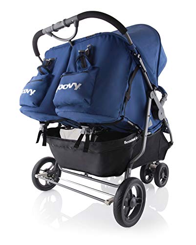 Joovy Scooter X2 Double Stroller, Side by Side Stroller, Stroller for Twins, Large Storage Basket, Blueberry