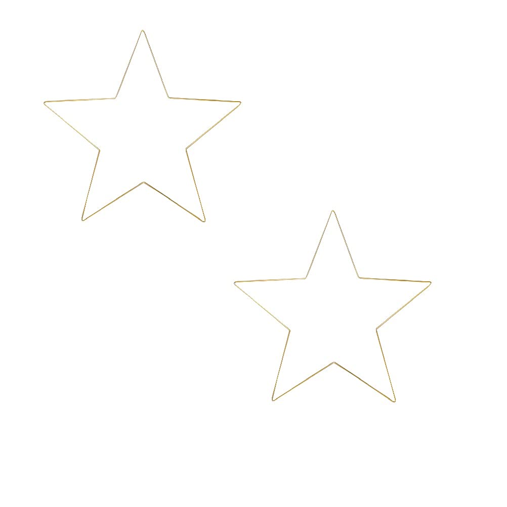 2PCS Christmas Star Wreath Frame Iron Metal Star Wire Wreath Form Pentagram Shaped Macrame Making Rings for Thanksgiving New Year Holiday Decoration 25cm*4mm