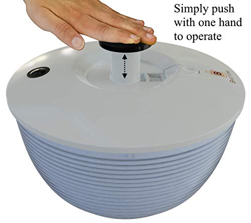 Brieftons QuickDry Salad Spinner: Large 6.2 Quart Vegetable Washer & Dryer with Bowl, Easy One-Handed Pump Operation, Heavy Duty, Compact Storage, Perfect for Washing and Drying Leafy Vegetables