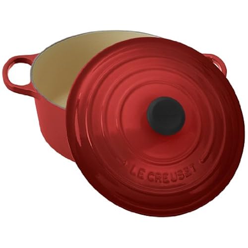 Le Creuset Signature Enameled Cast-Iron 5-1/2-Quart Round French (Dutch) Oven, Cerise (Cherry Red) Home & Kitchen, Kitchen & Dining, Cookware, All Pans