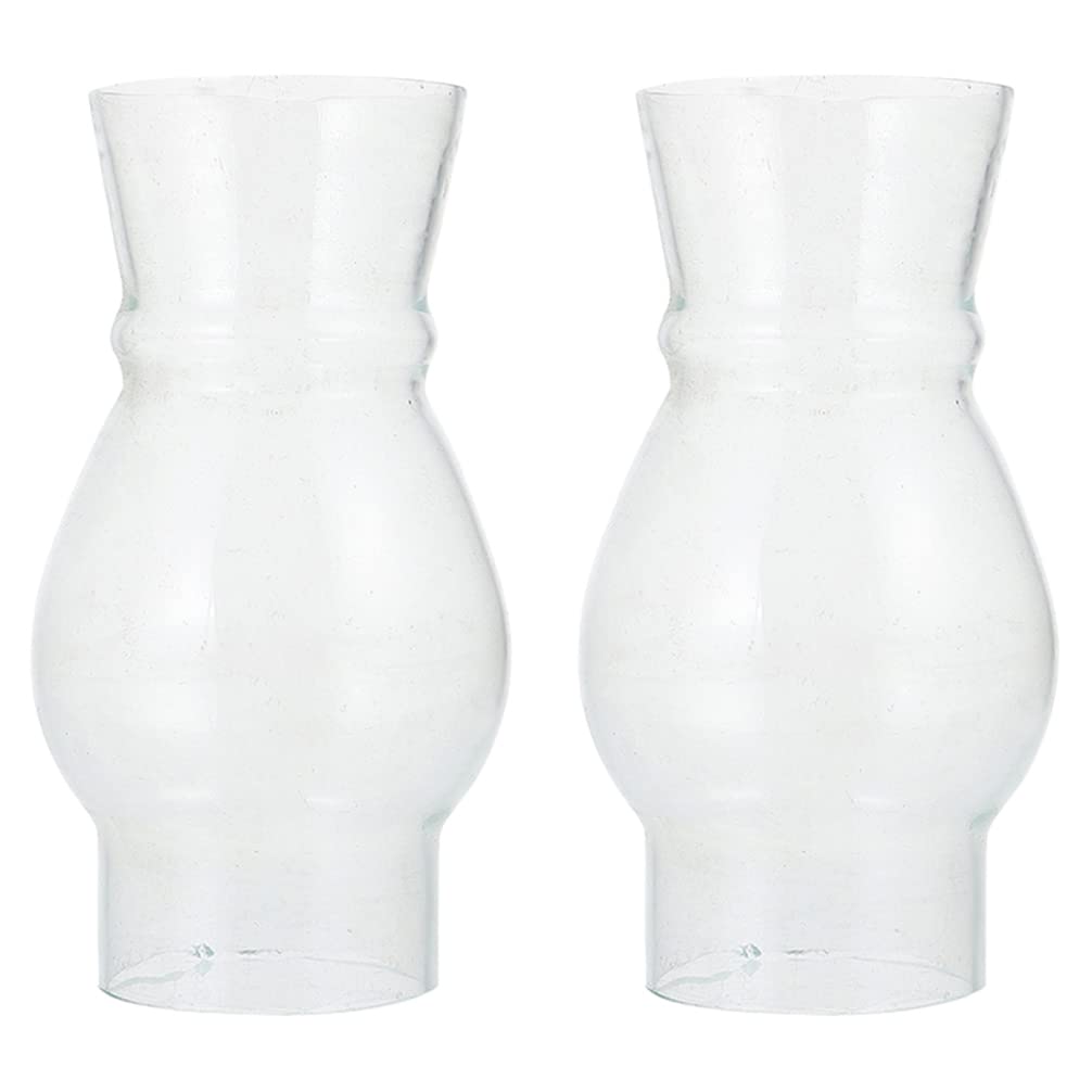 minkissy Home Decor 2pcs Glass Lamp Chimney Clear Glass Shade Lampshade Kerosene Lamp Shade Light Cover Oil Lamp Replacement Decoration Lamp Oil