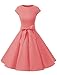 Dressystar Vintage 1950s Solid Color Prom Dresses Cap-sleeve S Coral