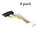 XGATML TxLove 4 Pack 6-Inch/15CM 4pin to 15pin SATA Power Splitter Cable Hard Drive HDD SSD