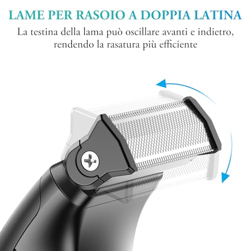 kensen Men's Electric Shaver Body Waterproof 2 in 1 Men's Body Shaver Intimate Wet & Dry Hair Trimmer with Adjustable Combs 1-10 mm for Limbs & Torso & From the Waist Down 100 Minutes