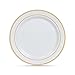 Select Settings [50 COUNT] (7.5 Inch) Gold Rim Disposable Plastic Salad/Dessert Plates
