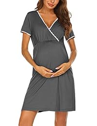 Camisón plisado de manga larga y manga corta para dama, ideal para el trabajo, maternidad, lactancia materna, para dormir (S-XXL)