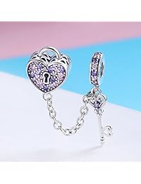 Abalorio de plata de ley 925 con diseño de la llave del corazón, de la marca Woltu